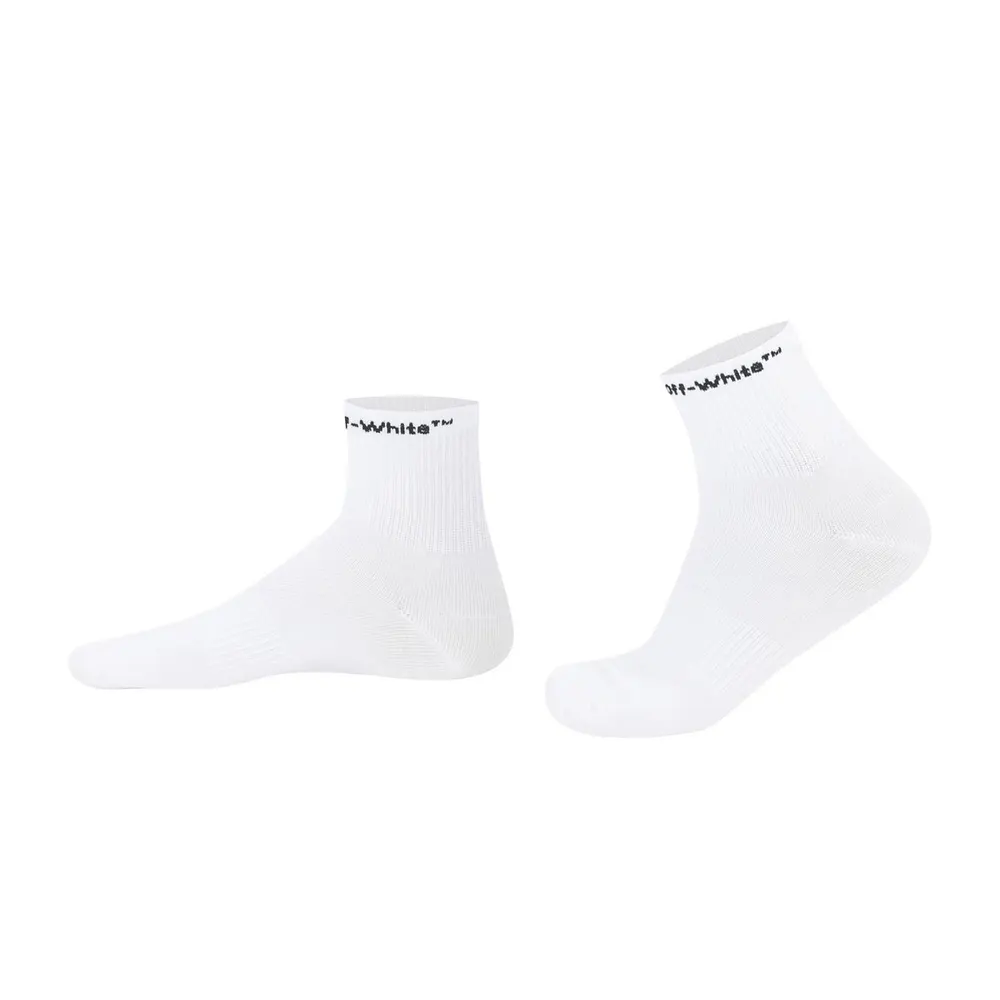 L AB Off White Men's Logo Crew Socks 6 Pack