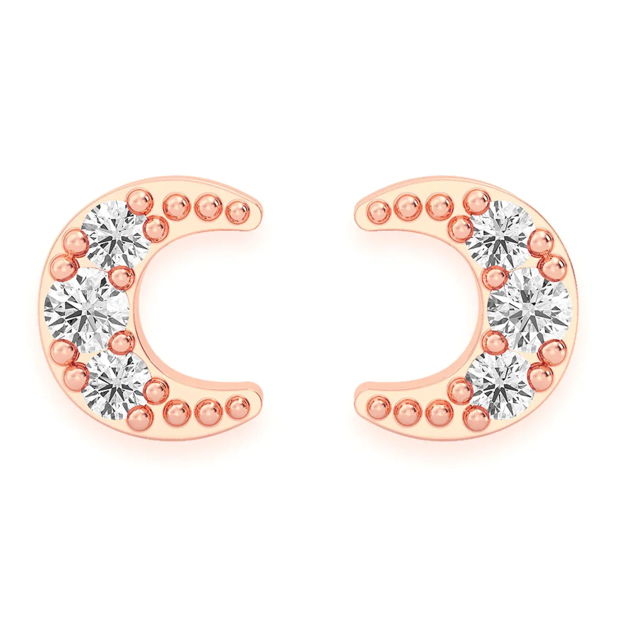 For Him Moon Diamond Stud Earrings in Rose Gold / Natural Diamond – Earring