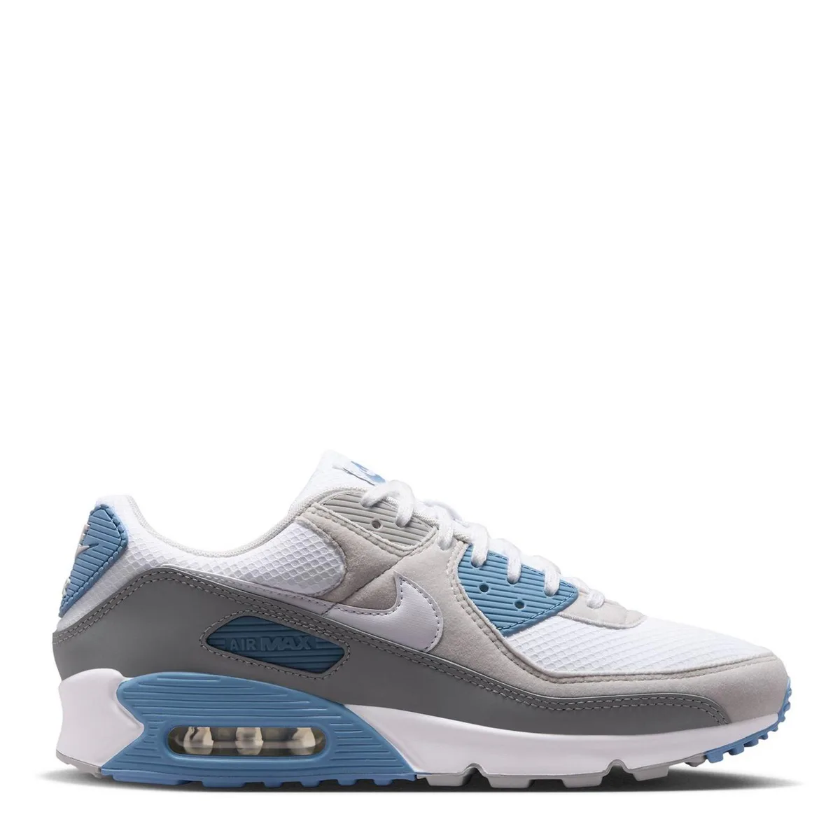 For Him Nike Air Max 90 Mens Shoes in White/Blue – Footwear