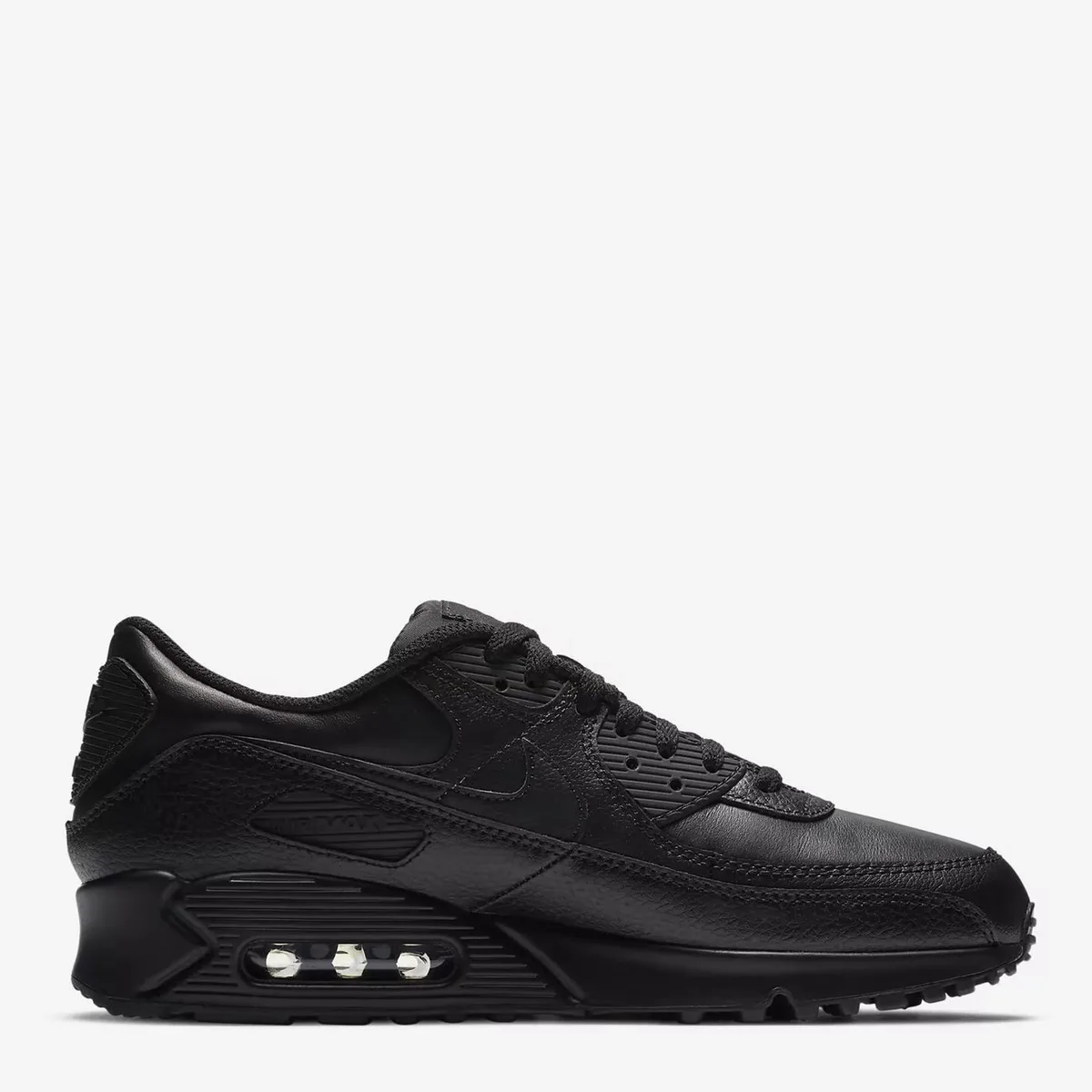 For Him Nike Air Max 90 Mens Shoes in Black Leather – Footwear