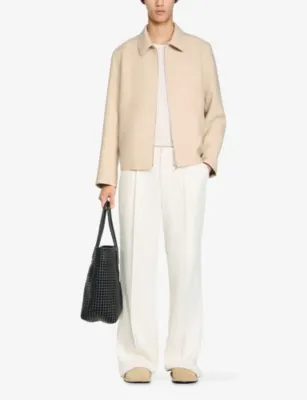 SANDRO Zip-up regular-fit wool-blend jacket detail 2