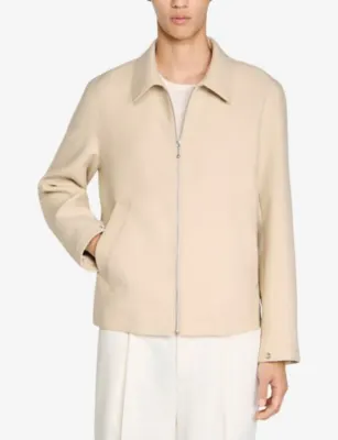 SANDRO Zip-up regular-fit wool-blend jacket detail 3