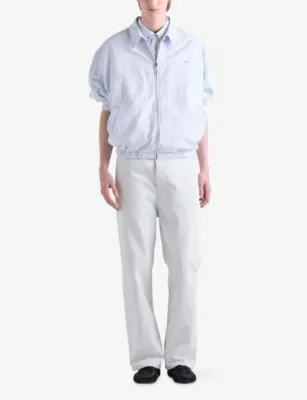 PRADA Brand-Embroidered Chest-Pocket Cotton-Chambray Shirt detail 2