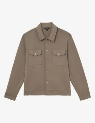 REISS Thom Twin-Pocket Stretch Cotton-Blend Overshirt - MUSHROOM BROWN