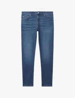 REISS Maddison mid-wash tapered-leg slim-fit denim-blend jeans