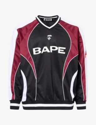 A BATHING APE Bape Soccer Logo Warm Up Long-Sleeve Mesh T-Shirt