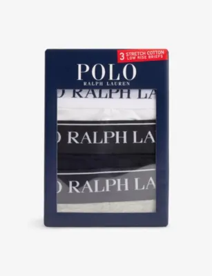 POLO RALPH LAUREN Branded-waist stretch-cotton briefs pack of three