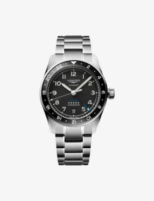 LONGINES L3.802.4.53.6 Spirit Zulu Time Ceramic Bezel Stainless-Steel Automatic Watch