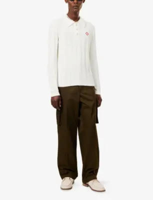 CASABLANCA Boucle Long Sleeve Cotton-Blend Polo Shirt detail 2