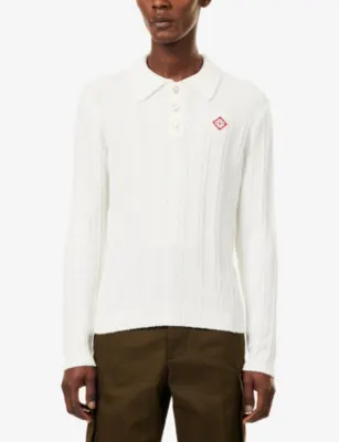 CASABLANCA Boucle Long Sleeve Cotton-Blend Polo Shirt detail 3