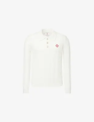 CASABLANCA Boucle Long Sleeve Cotton-Blend Polo Shirt
