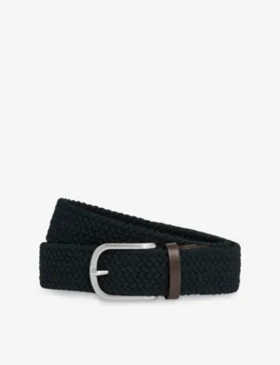 REISS Elmont Woven Belt - DARK BROWN - 34 detail 3