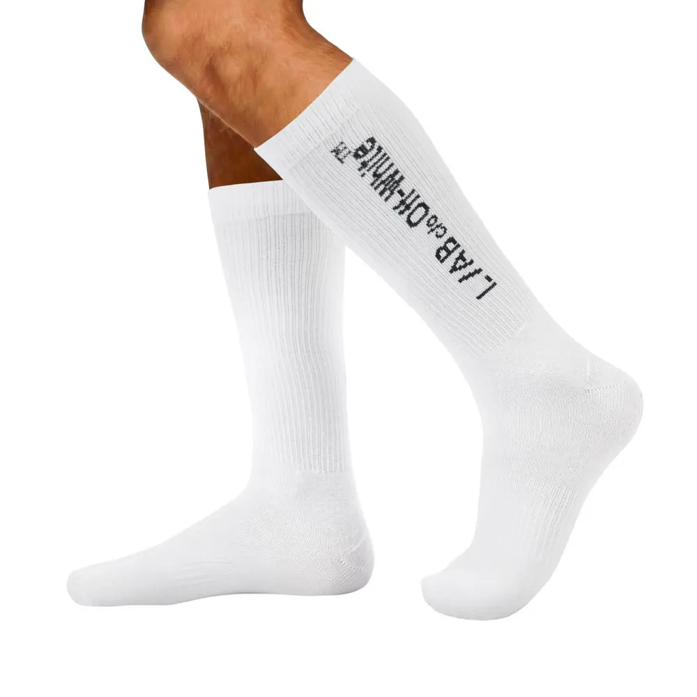 L AB Off White Men's Text 3 Pack Crew Socks detail 3
