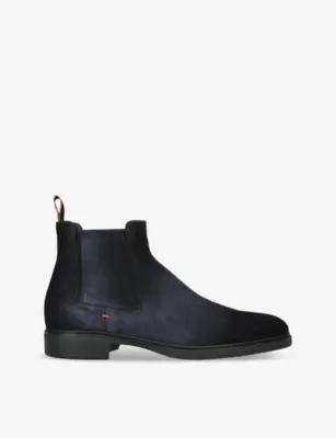 SANTONI Easy flat suede Chelsea boots - EUR 41 / 7 UK MEN in Navy – Mens | Boots | Chelsea boots