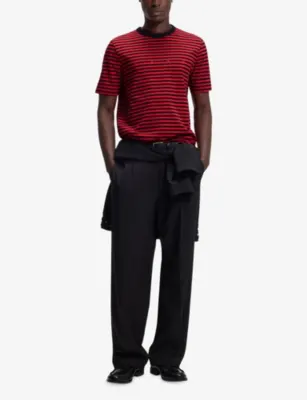 HUGO Striped Relaxed-Fit Cotton-Jersey T-Shirt detail 2