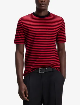 HUGO Striped Relaxed-Fit Cotton-Jersey T-Shirt detail 3