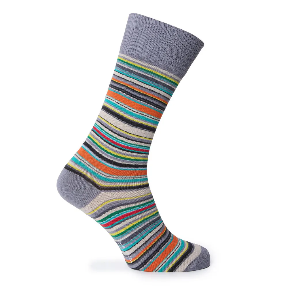 Paul Smith Men's Multi Stripe Cotton Crew Socks