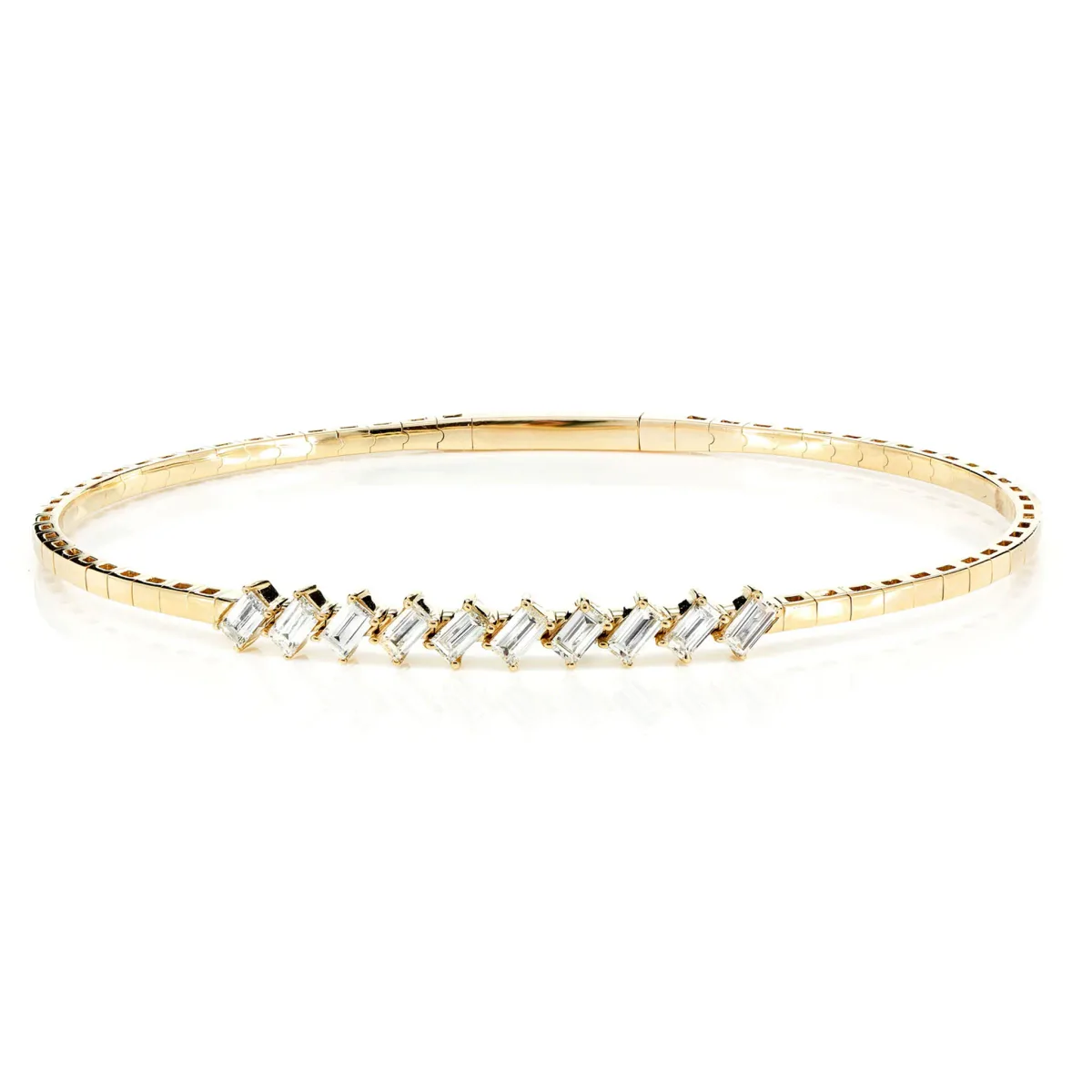 For Him Angled Baguette Diamond Bangle in 1.00ctw / Rose Gold / Medium – Bracelet