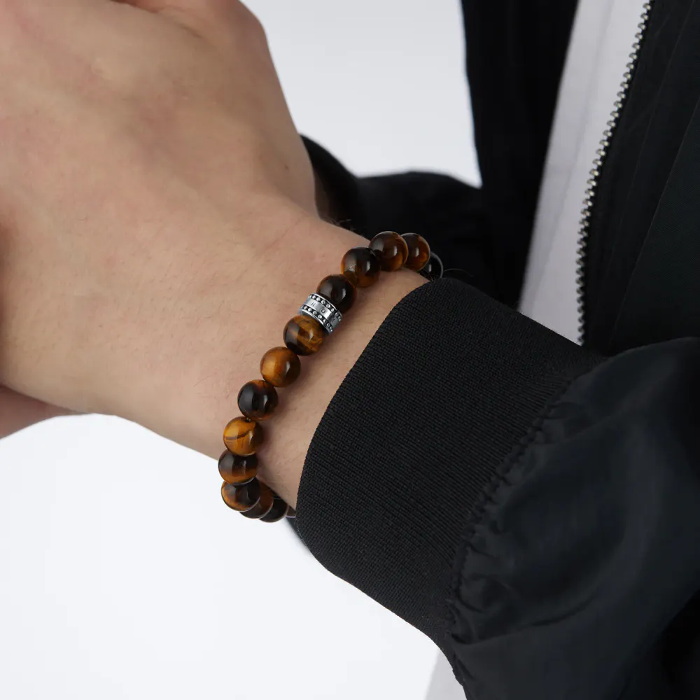 Thomas Sabo Mens Brown Bead Bracelet detail 2