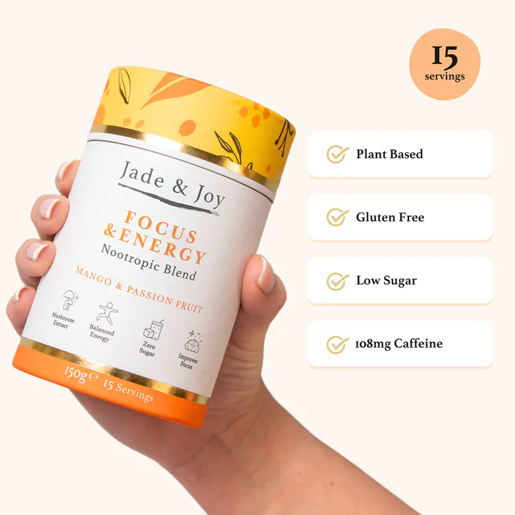 Jade & Joy Focus & Energy Nootropic Blend (Mango & Passionfruit) 150g, additional product view 2