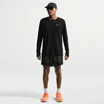 Nike Stride Plus Men's Dri-FIT 12.5cm (approx.) Brief-Lined Running Shorts - Off-Noir/Black/Black