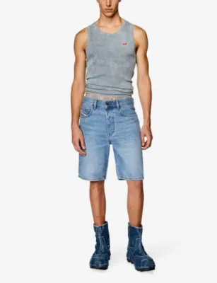 DIESEL Faded-wash straight-leg denim shorts detail 2
