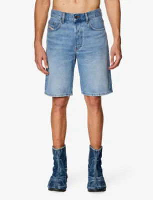 DIESEL Faded-wash straight-leg denim shorts detail 3