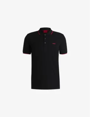 HUGO Branded short-sleeved stretch-cotton polo shirt