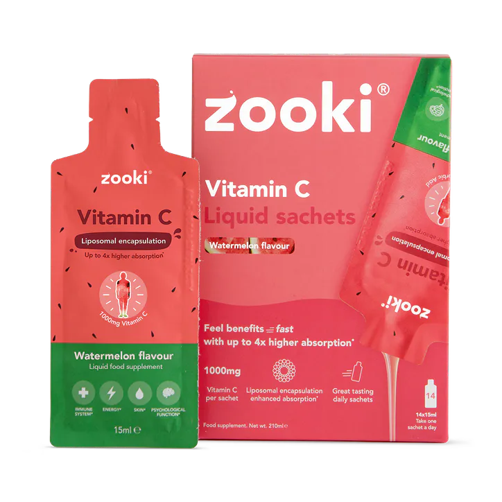 Zooki Liposomal Vitamin C 1,000mg, Watermelon Flavour - 14x15ml Liquid Sachets