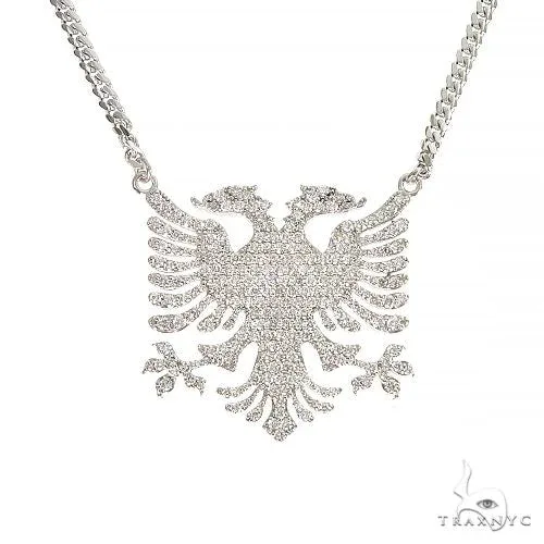 RINA - For Him FACTORY 14K Gold Albanian Eagle Diamond Set 66798 in Rose Gold / 18 Inches – Pendant Set