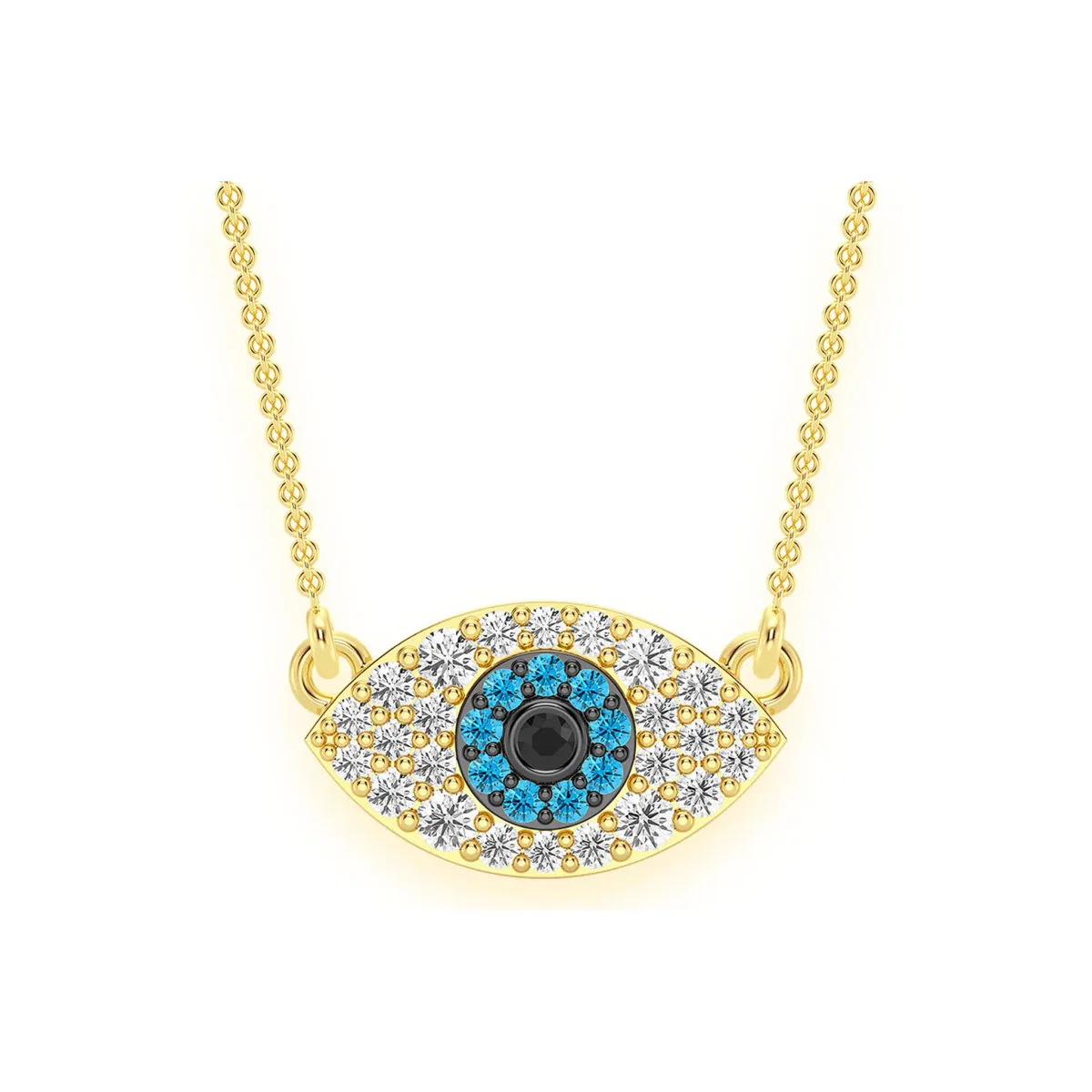 For Him Evil Eye Diamond Necklace in Rose Gold / 16" / Lab Grown Diamond – Necklace