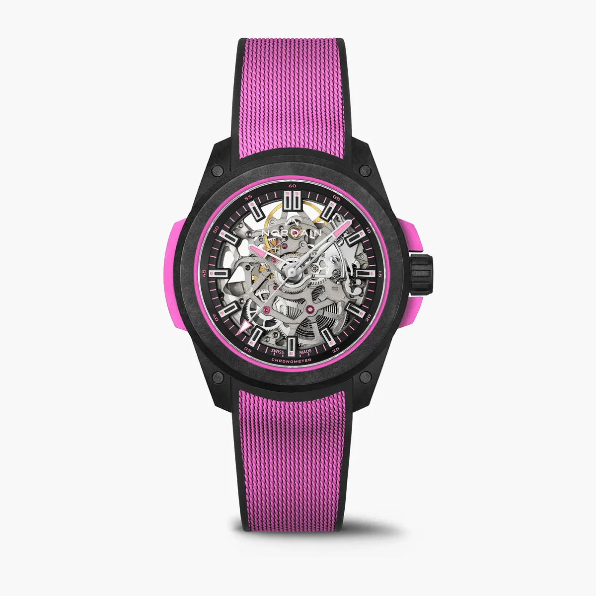 NORQAIN Wild ONE Skeleton Hyper Pink 39mm