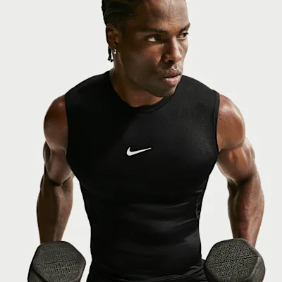 Nike Pro Men's Dri-FIT Tight Sleeveless Fitness Top - Black/White in Black/White – Nike men's and unisex