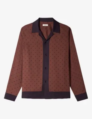 SANDRO Cross-Pattern Long-Sleeved Woven Shirt