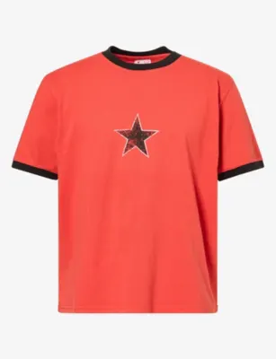 TWOJEYS Single Star Two-Tone Graphic Cotton-Jersey T-Shirt in RED – Mens | Tops & t-shirts | T-Shirts | Printed T-Shirts