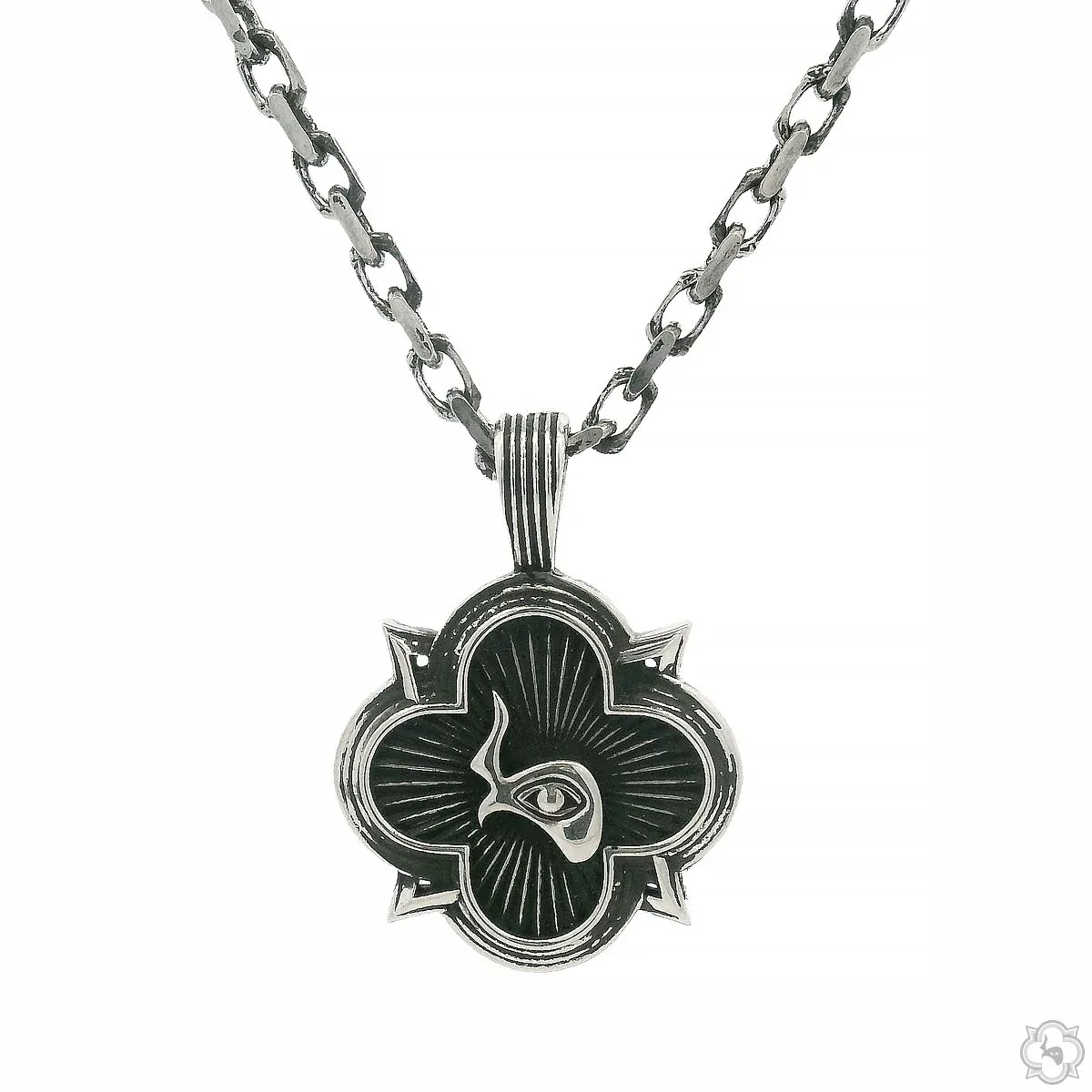 MARYAM - For Him SILVER Silver For Him Logo Antiqued Finish Pendant Set With Cable Chain - Limited Edition 70848 in 18 Inches – Pendant Set