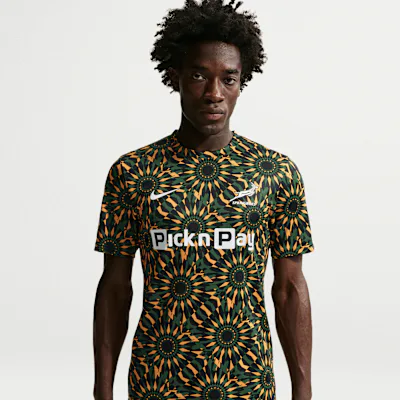Nike Springboks 2025/26 Men's Nike Rugby Pre-Match Top - Black/University Gold/Gorge Green/White