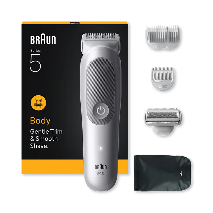 BRAUN Body Groomer Series 5, +6 Grooming Tools, Trim & Shave Hair, Waterproof, BG5550, Grey