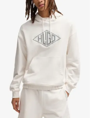 HUGO Branded Kangaroo-Pocket Cotton-Jersey Hoody detail 3