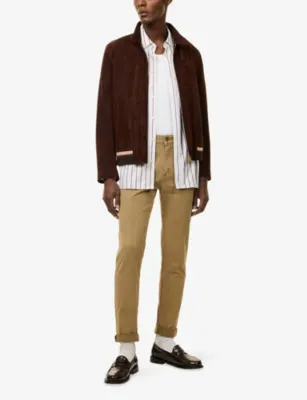 VINGT QUATRE Mid-Rise Tapered Cotton Trousers in TOBACCO, additional product view 2
