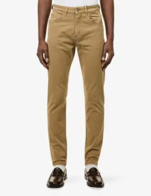 VINGT QUATRE Mid-Rise Tapered Cotton Trousers in TOBACCO, additional product view 3