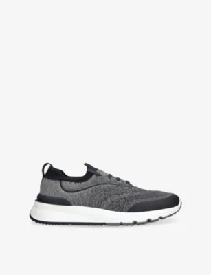 BRUNELLO CUCINELLI Sportiv Knitted Trainers - 5 in White/Navy – Mens | Trainers | Lace up trainers