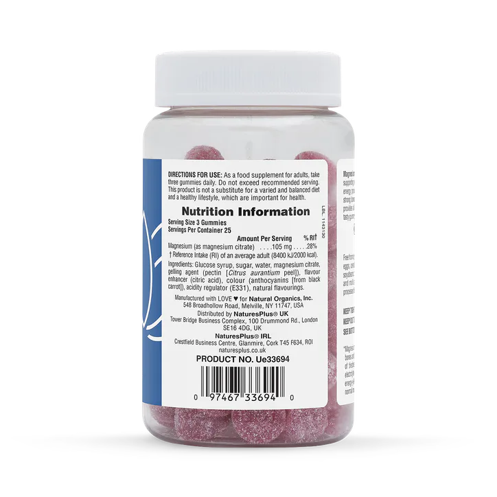 NaturesPlus Magnesium Citrate 105mg Raspberry 75 Gummies detail 2