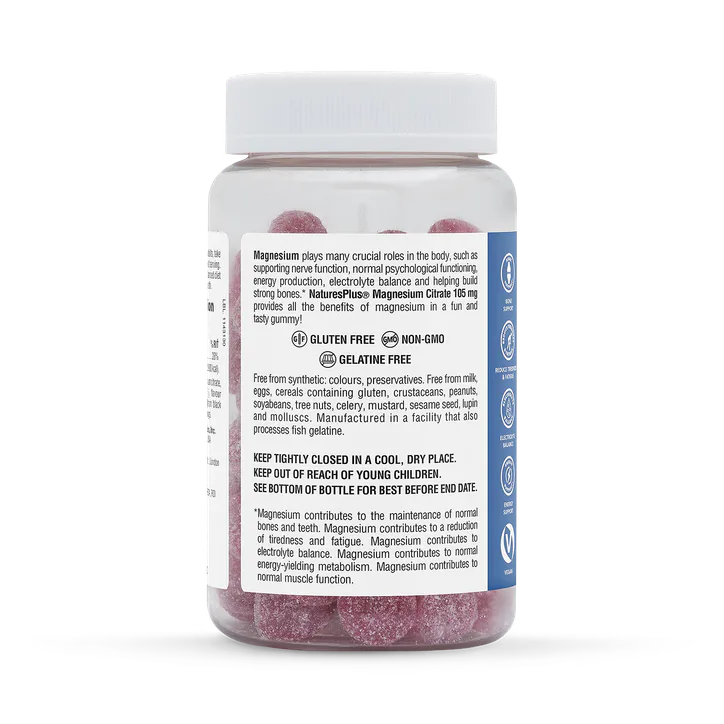 NaturesPlus Magnesium Citrate 105mg Raspberry 75 Gummies detail 3