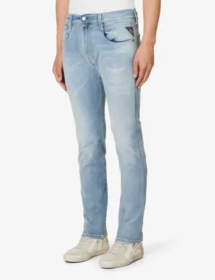 REPLAY Anbass Hyperflex tapered-leg slim-fit stretch-denim jeans - 32/30 in MEDIUM BLUE, additional product view 3