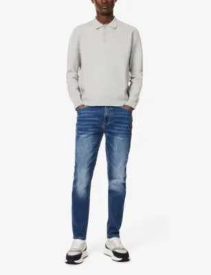ARNE Five-pockets brand-patch tapered-leg slim-fit stretch-denim jeans - 30R detail 2
