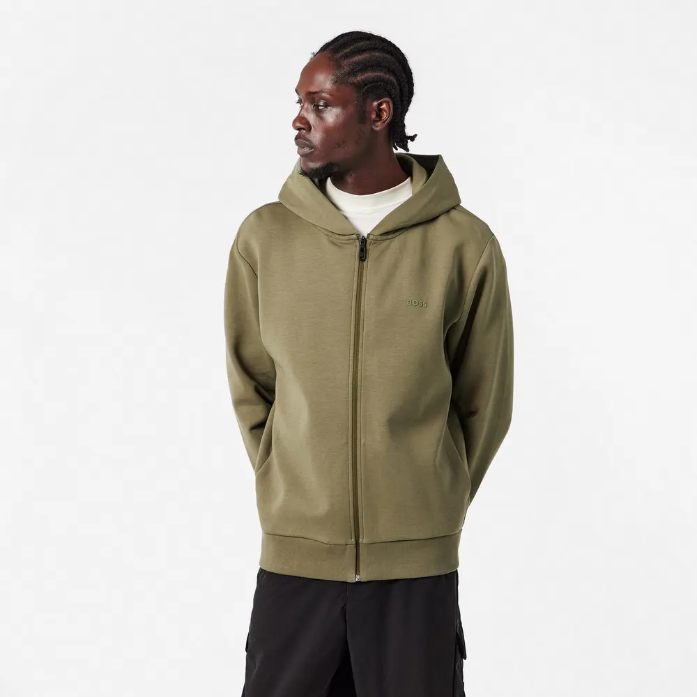 Boss Mens BOSS GREEN Full-Zip Hoodie with Adjustable Drawstring Hood - Streamlined Design detail 3