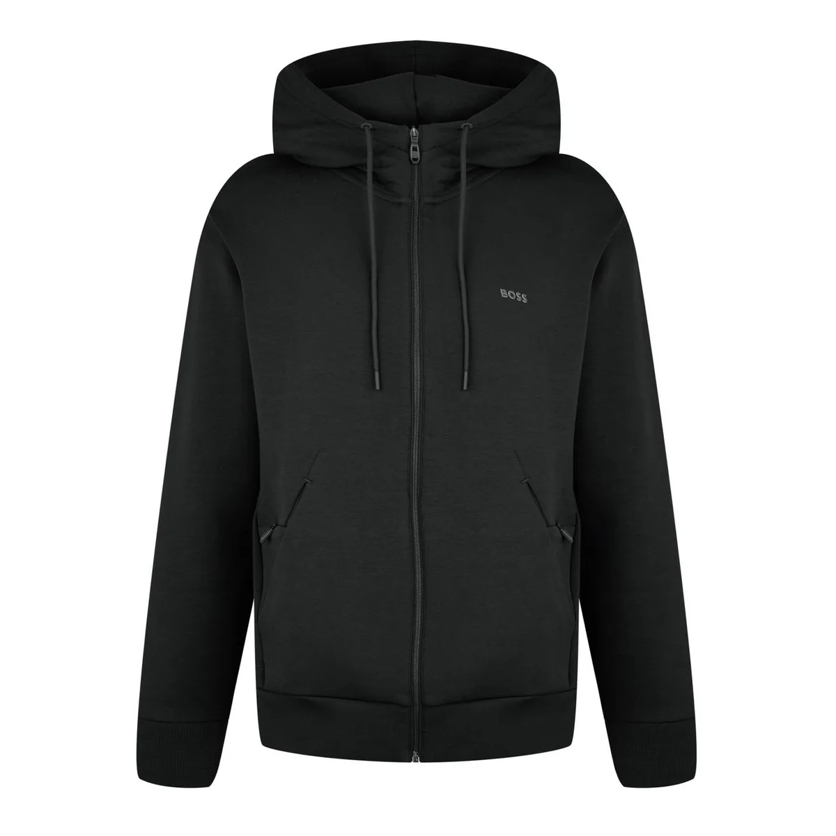 Boss Mens BOSS GREEN Full-Zip Hoodie with Adjustable Drawstring Hood - Streamlined Design