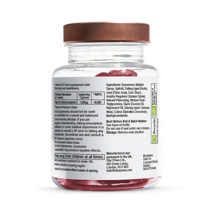 Starpowa B12 1000µg Blueberry Flavour 30 Gummies detail 2