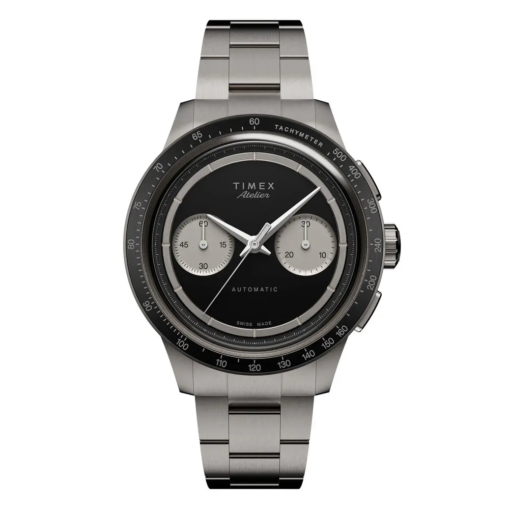 Timex Atelier Chronograph M1a Watch in Black/Silver – Accessories